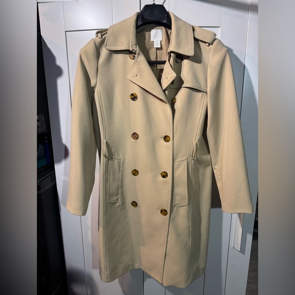 H&M Jackets & Blazers - H&M DOUBLE-BREASTED TRENCH COAT Size 8 Deadstock Missing Belt